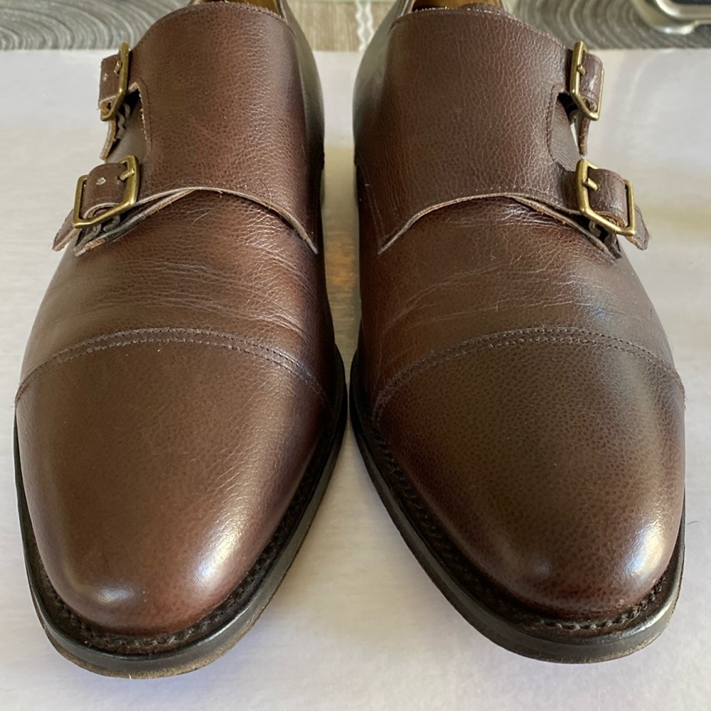 SUIT SUPPLY Men’s Double Monk Strap Brown Pebbled Leather 9.5. Made in Italy